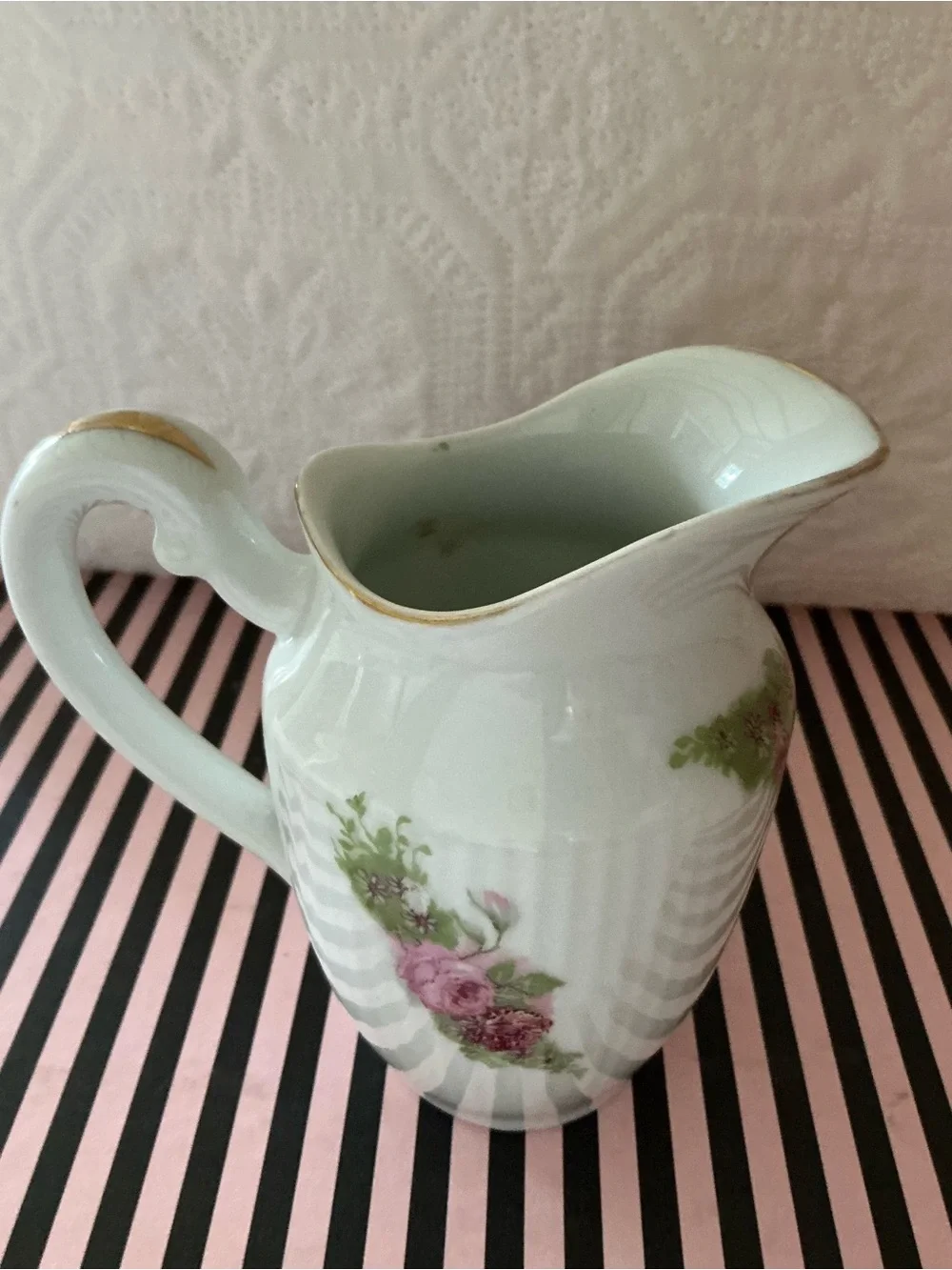 Vintage Creamer with pink roses